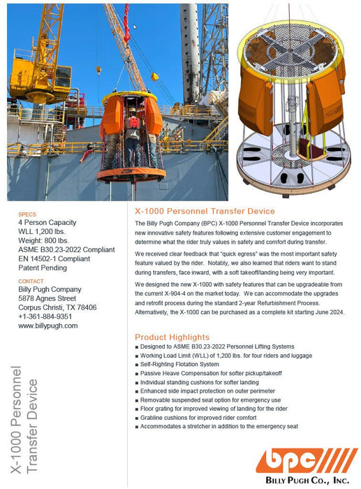 Billy Pugh X - 1000 - 4 Personnel Transfer Device - ZenverasKVX - 1000 - 4