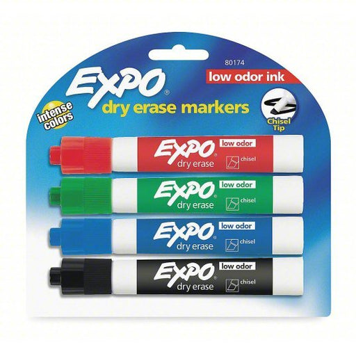 Expo 80174 Dry Erase Marker Set Chisel, Capped, Assorted, Original, Black/Blue/Green/Red, 4 PK - ZenverasKV1JU97