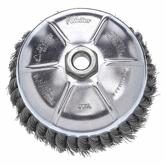 Weiler 93398 Cup Brush Twisted Steel, 5 in Dia, 0.023 in Fill Dia, 5/8" - 11 Arbor - ZenverasKV4F714