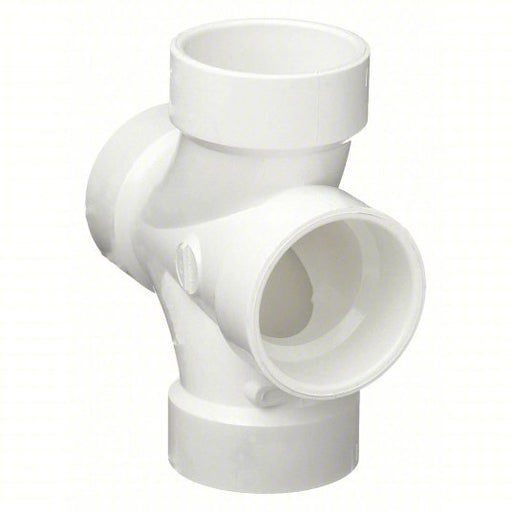 KVM Tools 1WJR9 Double Sanitary Tee Sch 40, 2 in x 2 in x 2 in x 2 in Fitting Pipe Size, White - ZenverasKV1WJR9