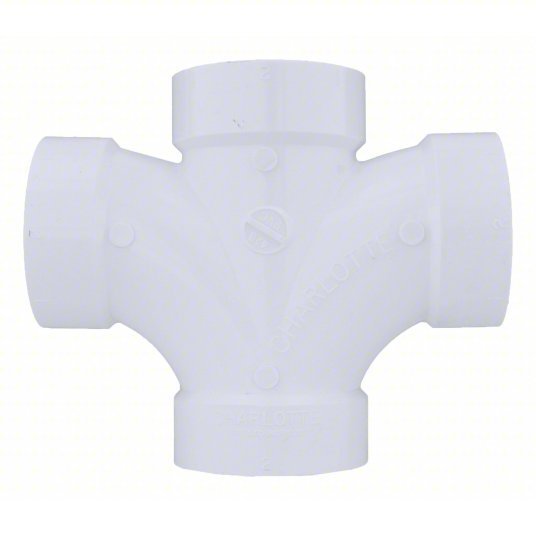 KVM Tools 1WJR9 Double Sanitary Tee Sch 40, 2 in x 2 in x 2 in x 2 in Fitting Pipe Size, White - ZenverasKV1WJR9