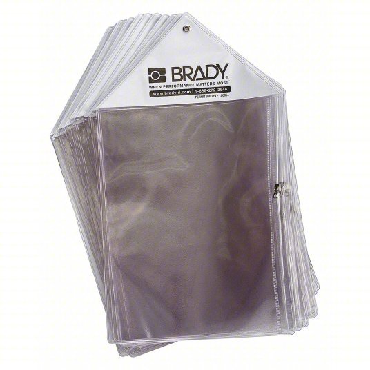Brady PW - PW A4 1 Job Ticket Holder Plastic, Grommet, 10 1/2 in Ht, 18 1/2 in Wd, Clear/White - ZenverasKV20TJ45