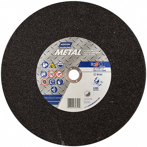 Norton 07660789399 Abrasive Cut - Off Wheel Type 1, 14" x 3/32" x 1", Aluminum Oxide, 36 Grit, Metal - ZenverasKV25TY92