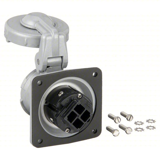 Hubbell VR341 Pin and Sleeve Receptacle 30 A, 600V AC/250V DC, Style 1 Grounding, Gray, Receptacle Only, Grounded - ZenverasKV2NVP2