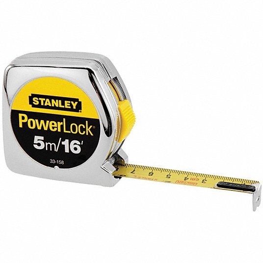 Stanley 33 - 158 Tape Measure Inch/Metric, Nonmagnetic Single Hook Tip, Chromed Plastic, 16 ft / 5 m, Silver - ZenverasKV5C572