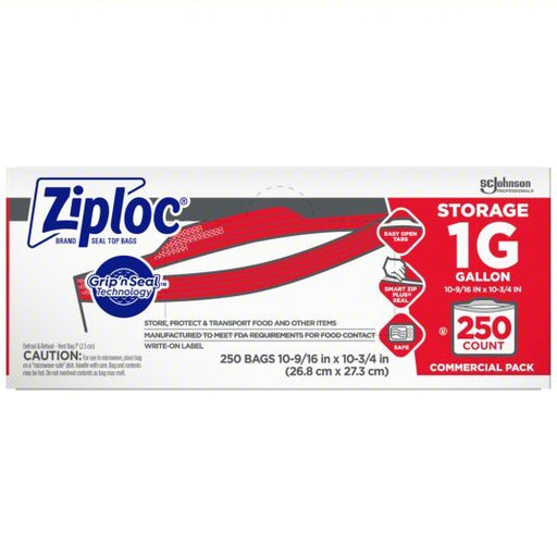 Ziploc 682257 Reclosable Poly Bag 1.75 mil Thick, 10 1/2 in Wd, 11 in Lg, Flat Pack, Polyethylene, 250 PK - ZenverasKV32GM82