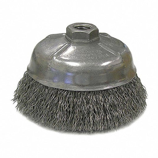 Weiler 14206 Cup Brush Crimped Steel, 5 in Dia, 0.014 in Fill Dia, 5/8" - 11 Arbor - ZenverasKV36RC84