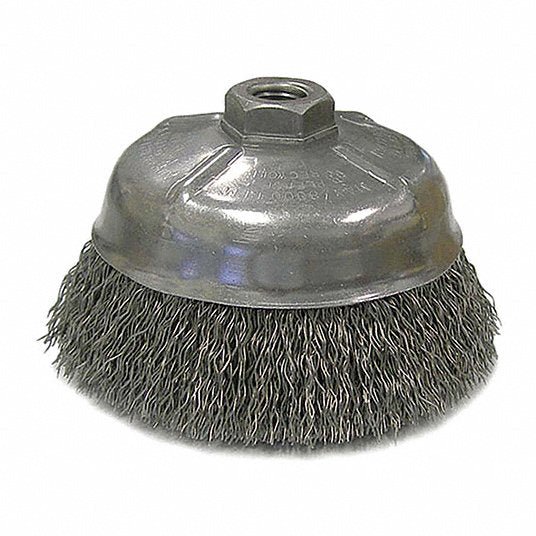 Weiler 14206 Cup Brush Crimped Steel, 5 in Dia, 0.014 in Fill Dia, 5/8" - 11 Arbor - ZenverasKV36RC84