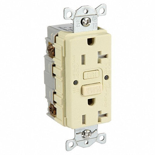 Hubbell GFRTW20I GFCI Receptacle Duplex, Ivory, 5 - 20R, 20 A, 125V AC, 2 Pole / 3 Wire, Screw Terminals - ZenverasKV39EA82
