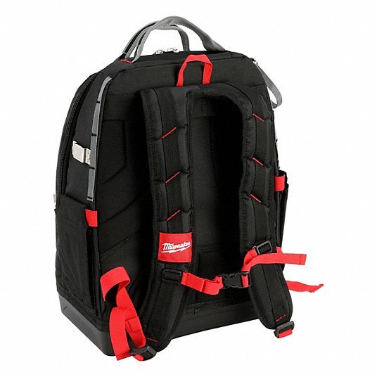 Milwaukee 48 - 22 - 8201 Tool Backpack 18 in W 9 7/16 in D 20 3/8 in H, Ballistic Nylon, Red, 46 Inside Pockets - ZenverasKV416P44