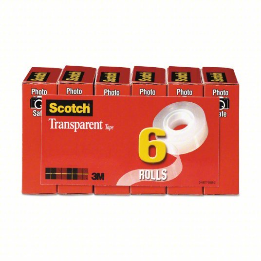 3M 600K6 Office Tape Scotch™, 600, 3/4 in x 83 1/3 ft, 1 in Tape Core Dia, Transparent, Gloss, 6 PK - ZenverasKV43FZ89