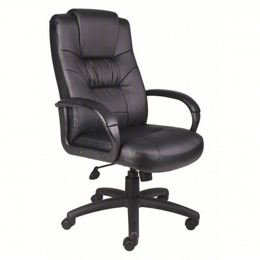 KVM Tools KV452R17 Office Chair Black, Leather Material, 30 in Back Ht, 20 1/2 in Seat Wd, Black Frame - ZenverasKV452R17