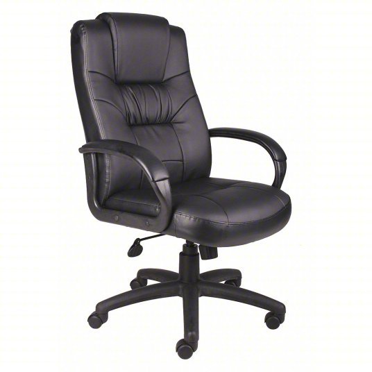 KVM Tools KV452R17 Office Chair Black, Leather Material, 30 in Back Ht, 20 1/2 in Seat Wd, Black Frame - ZenverasKV452R17