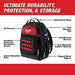 Milwaukee 48 - 22 - 8201 Tool Backpack 18 in W 9 7/16 in D 20 3/8 in H, Ballistic Nylon, Red, 46 Inside Pockets - ZenverasKV416P44