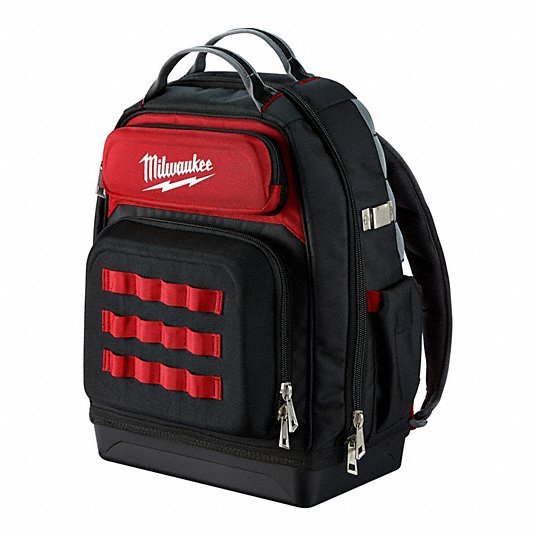 Milwaukee 48 - 22 - 8201 Tool Backpack 18 in W 9 7/16 in D 20 3/8 in H, Ballistic Nylon, Red, 46 Inside Pockets - ZenverasKV416P44