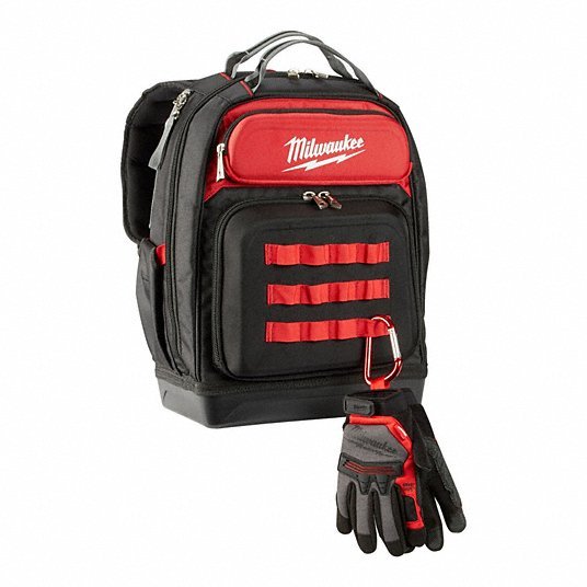 Milwaukee 48 - 22 - 8201 Tool Backpack 18 in W 9 7/16 in D 20 3/8 in H, Ballistic Nylon, Red, 46 Inside Pockets - ZenverasKV416P44