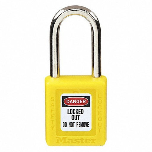 Master Lock 410YLW Lockout Padlock Keyed Different, Thermoplastic, Std Body Body Size, Metal, Yellow - ZenverasKV4FG05