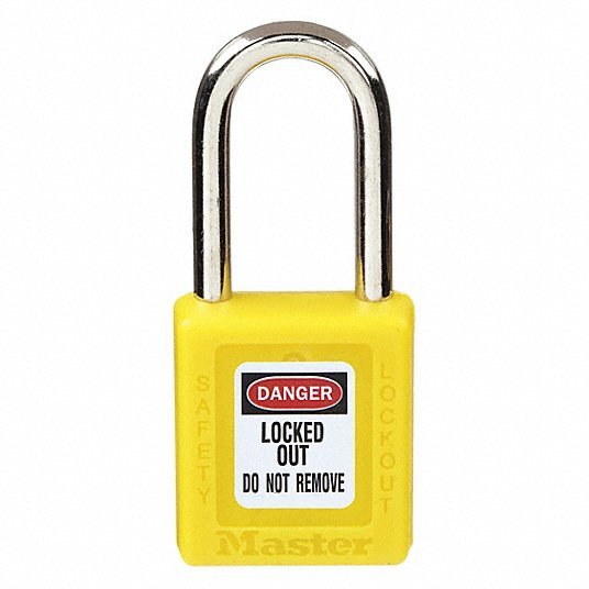Master Lock 410YLW Lockout Padlock Keyed Different, Thermoplastic, Std Body Body Size, Metal, Yellow - ZenverasKV4FG05
