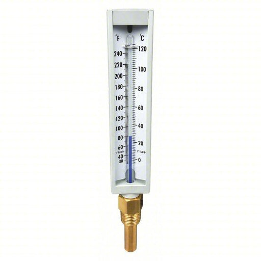 KVM Tools KV4PRU1 Compact Industrial Glass Thermometer, 6 in Scale Lg, Bottom, Brass, Straight - ZenverasKV4PRU1