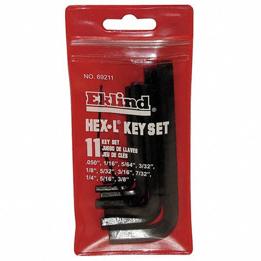 Eklind 69211 Hex Key Set 11 Pieces, Hex - L Short, L, SAE, Std End, Short, Pouch, 2 Tips - ZenverasKV4RB81