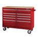 KVM Tools Yukon KV57805 46 in. 9 Drawer Mobile Storage Cabinet with Solid Wood Top, Red - ZenverasKV57805