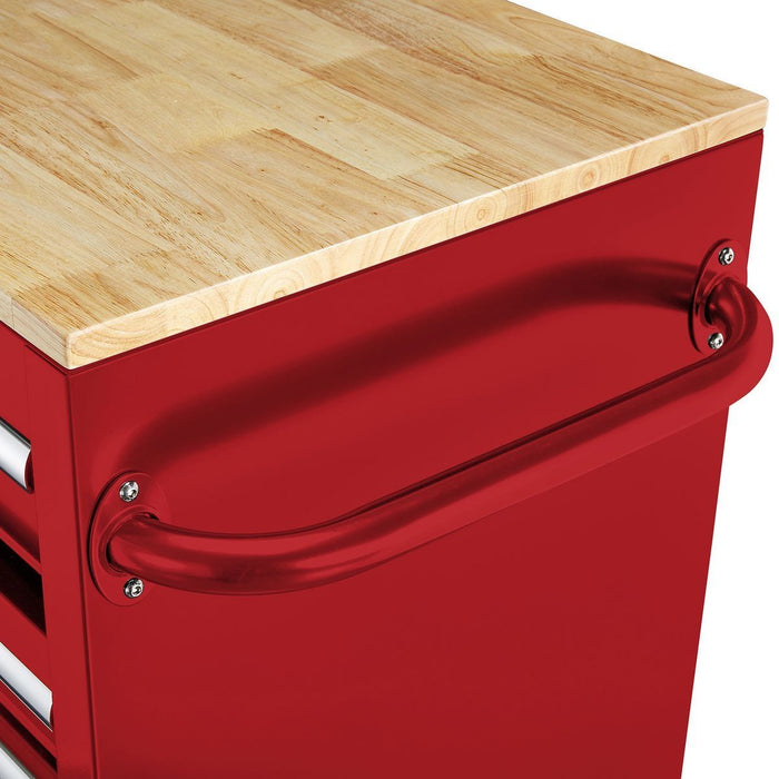 KVM Tools Yukon KV57805 46 in. 9 Drawer Mobile Storage Cabinet with Solid Wood Top, Red - ZenverasKV57805