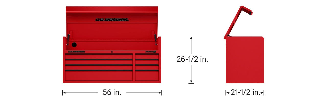 KVM Tools US General 58712 56 in. x 22 in. Top Chest, Series 3, Red - ZenverasKV58712