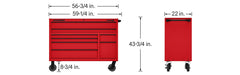 KVM Tools US General KV58714 56 in. x 22 in. Roll Cab, Series 3, Red - ZenverasKV58714