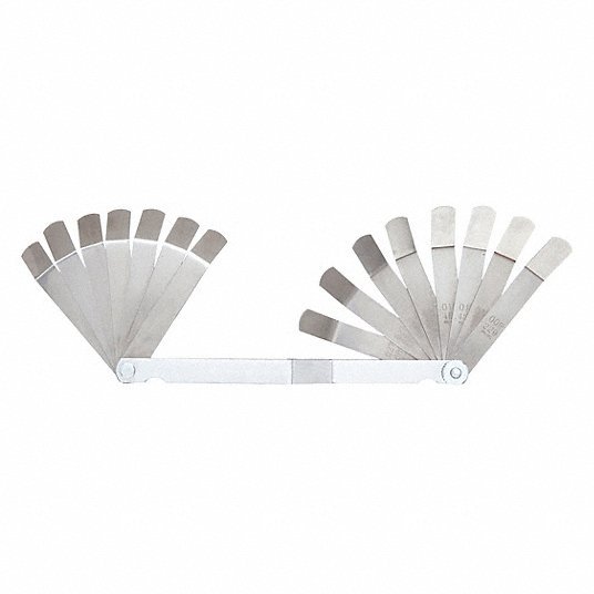 Proto J000R Bent Feeler Gauge Set Inch, 16 Feeler Blades, 3 in Blade Lg, Bent Blade Blade, Steel - ZenverasKV5C588