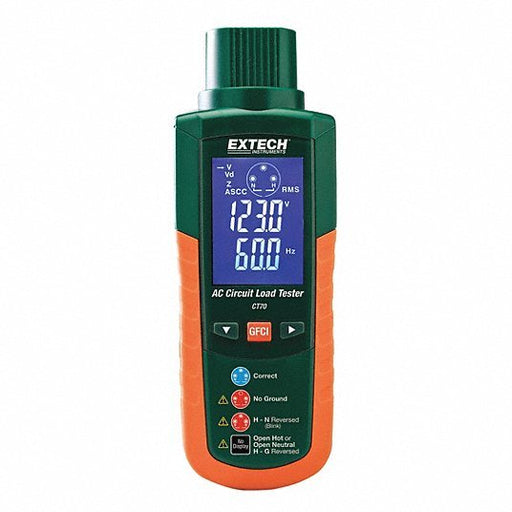Extech CT70 Receptacle Tester with GFCI Displays Peak Line Volt and Freq, GFCI & AC Circuit Analyzers - ZenverasKV5GCC8