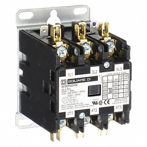 Square D 8910DPA33V09 Definite Purpose Magnetic Contactor 3 Poles, 208 - 240V AC, 30 A, Non - Reversing - ZenverasKV5KAK3