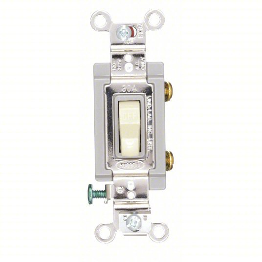 Hubbell HBL3031I Wall Switch Toggle Switch, Single Pole, Ivory, 30 A, Screw Terminals - ZenverasKV5Z809
