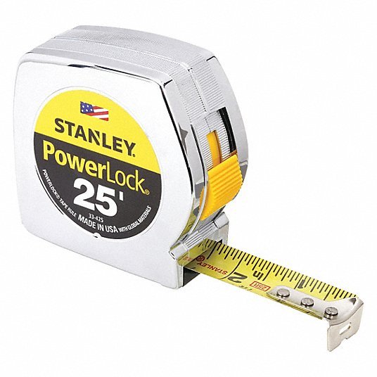 Stanley 33 - 425 Tape Measure Inch, Nonmagnetic Single Hook Tip, Chromed Plastic, 25 ft, Greater than 24 ft - ZenverasKV6A498
