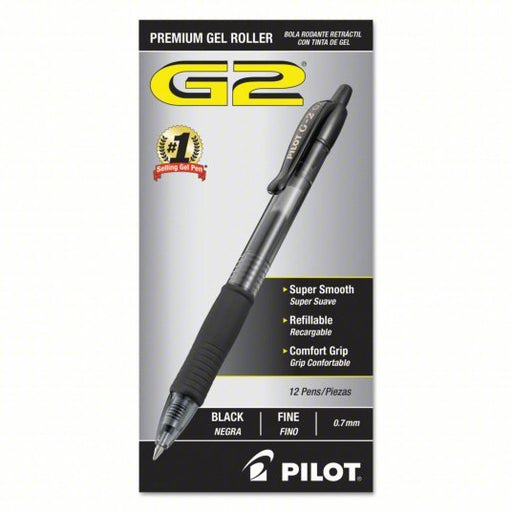 Pilot PIL31020 Gel Pen Black, 0.7 mm Pen Tip, Retractable, Includes Pen Cushion, Plastic, Black, 12 PK - ZenverasKV6NEC9