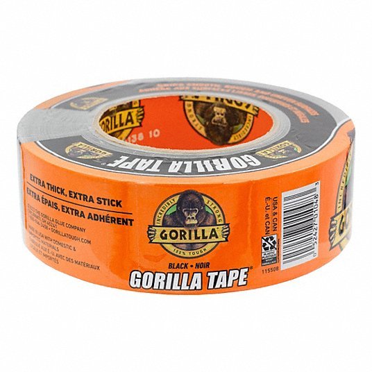 Gorilla 105629 Duct Tape Black, 1 7/8 in Roll Wd, 30 yd Overall Roll Lg, 16.8 mil Thick, Rubber - ZenverasKV787ER2