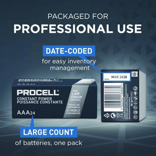 Duracell Battery AAA, Everyday, Alkaline, 1.5V DC, Procell Constant, 24 PK - ZenverasKV5LE25