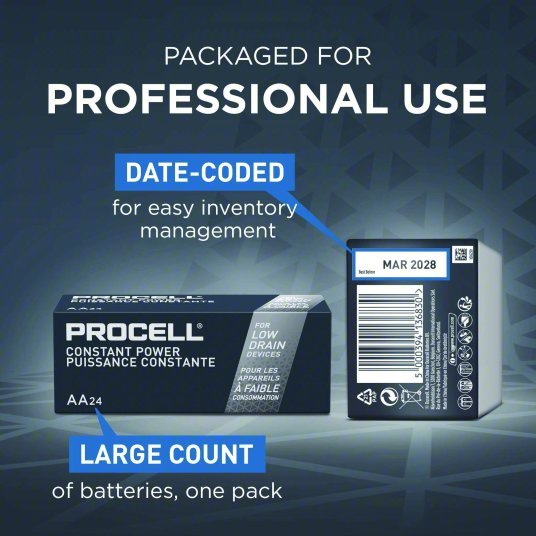 Duracell PC1500BKD Battery AA, Everyday, Alkaline, 1.5V DC, Procell Constant, 24 PK - ZenverasKV5LE23