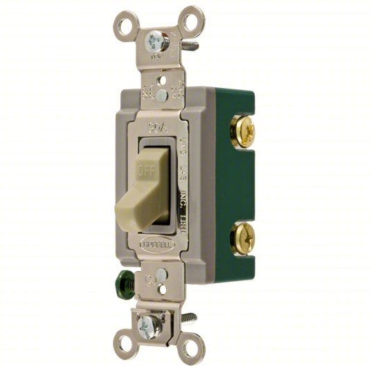 Hubbell HBL3031I Wall Switch Toggle Switch, Single Pole, Ivory, 30 A, Screw Terminals - ZenverasKV5Z809