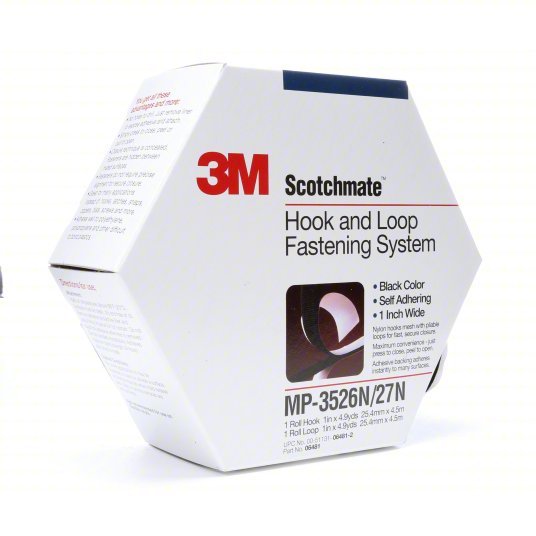 3M MP3526N/MP3527N Hook - and - Loop Fastener Roll, Black, Hook - and - Loop, 1 in Overall Wd, 14 11/16 ft Overall Lg - ZenverasKV1F216