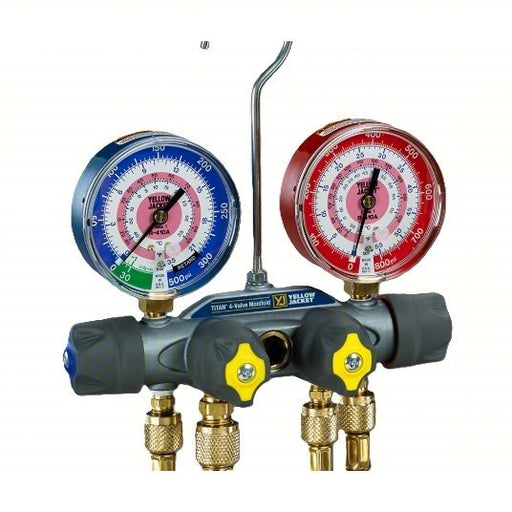 Yellow Jacket 49935 Manifold Gauge 4 Valves, Series Titan, 3 1/8 in Gauge, For R - 134A/R - 404A/R - 407C - ZenverasKV809K44