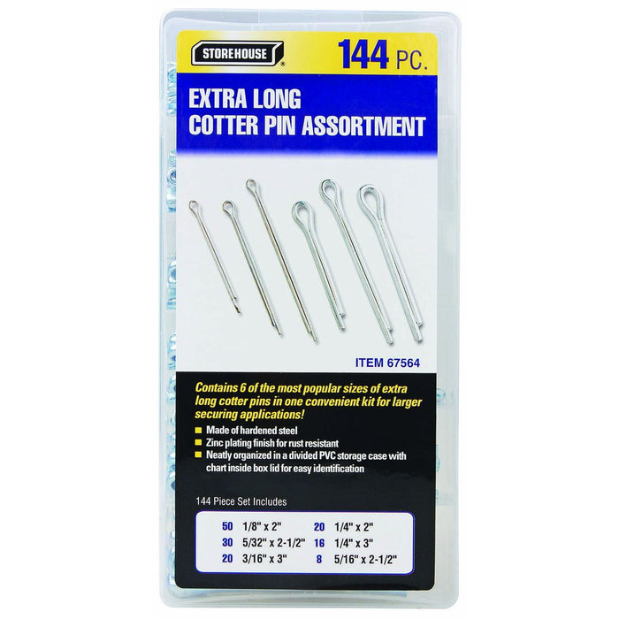 Storehouse 67564 Extra Long Cotter Pin Assortment, 144 Piece - ZenverasKV67564
