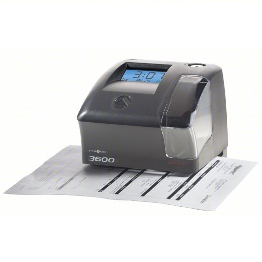 Pyramid 3600SS Time Clock Punch Clock Type, Digital, Black, 5 3/4 in Ht, 6 1/8 in Wd, 6 3/4 in Dp - ZenverasKV25KK02