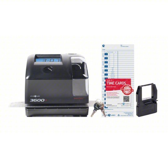 Pyramid 3600SS Time Clock Punch Clock Type, Digital, Black, 5 3/4 in Ht, 6 1/8 in Wd, 6 3/4 in Dp - ZenverasKV25KK02