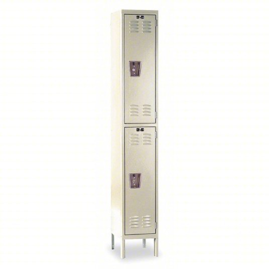 Hallowell U1256 - 2A - PT Wardrobe Locker 12 in x 15 in x 66 in, Louvered, 2 Tiers, 1 Units Wide, Padlock Hasp, Tan - ZenverasKV1AEG6