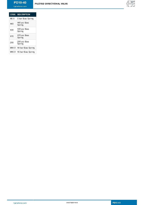 Hydraforce PD10 - 40 - 0 - NS - 110 Piloted 3 - Way Valve - ZenverasKVPD10 - 40 - 0 - NS - 110