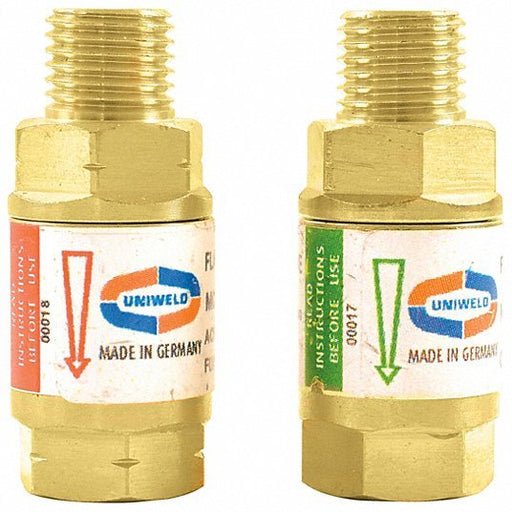 Uniweld TFAA Flashback Arrestor Set Torch Mount, 3/8" - 24, For Oxygen & Fuel - ZenverasKV5KH48