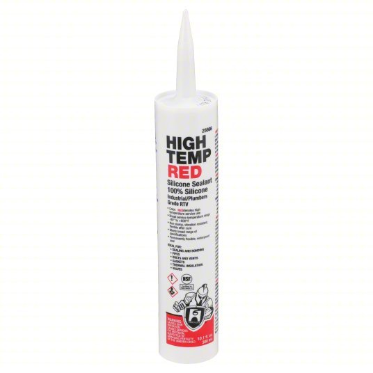 Hercules 25666 Silicone Sealant High Temp, Red, 10 oz, Cartridge, 301% to 500% Elongation Range - ZenverasKV39AP03