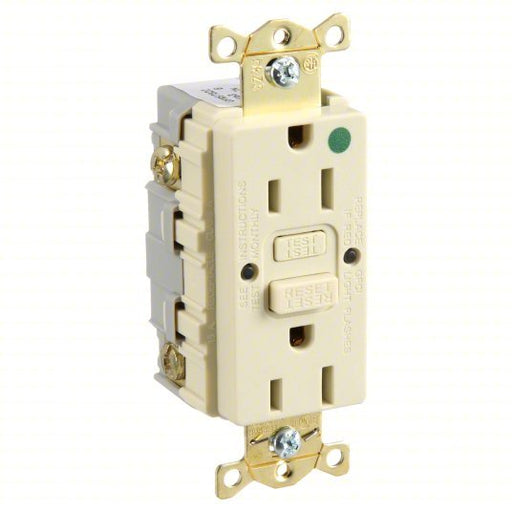 Hubbell GFR82I GFCI Receptacle, 15A, 125VAC, 5-15R, Ivory - ZenverasKV39EA35