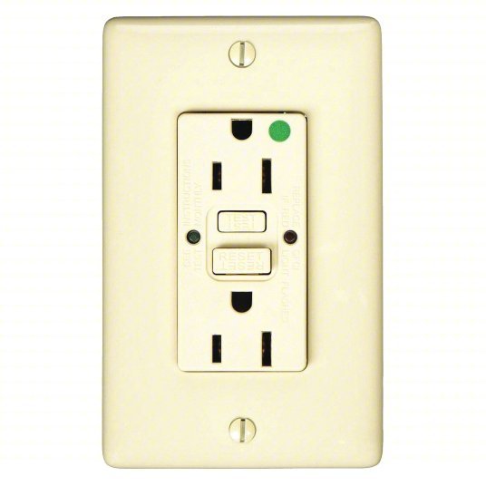 Hubbell GFR82I GFCI Receptacle, 15A, 125VAC, 5-15R, Ivory - ZenverasKV39EA35