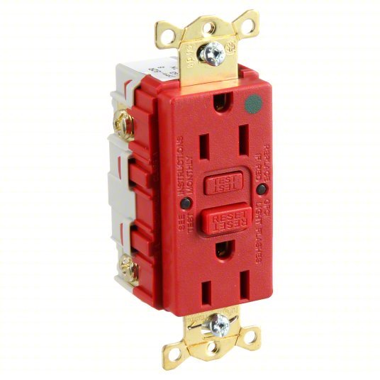 Hubbell GFR82R GFCI Receptacle, 15A, 125VAC, 5-15R, Red - ZenverasKV39EA37